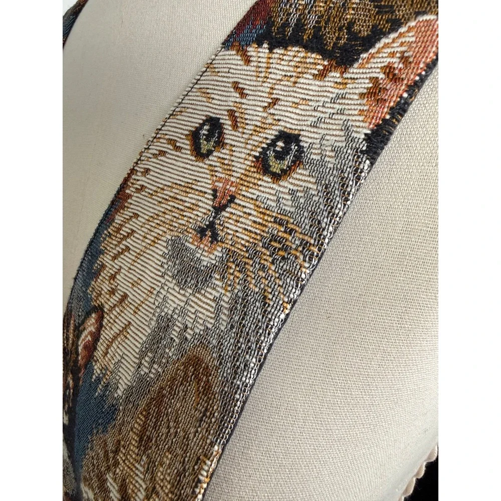 Vintage Martha's Cat Tapestry Vest XL Woven Feline Embroidered Collect - Picture 6 of 10
